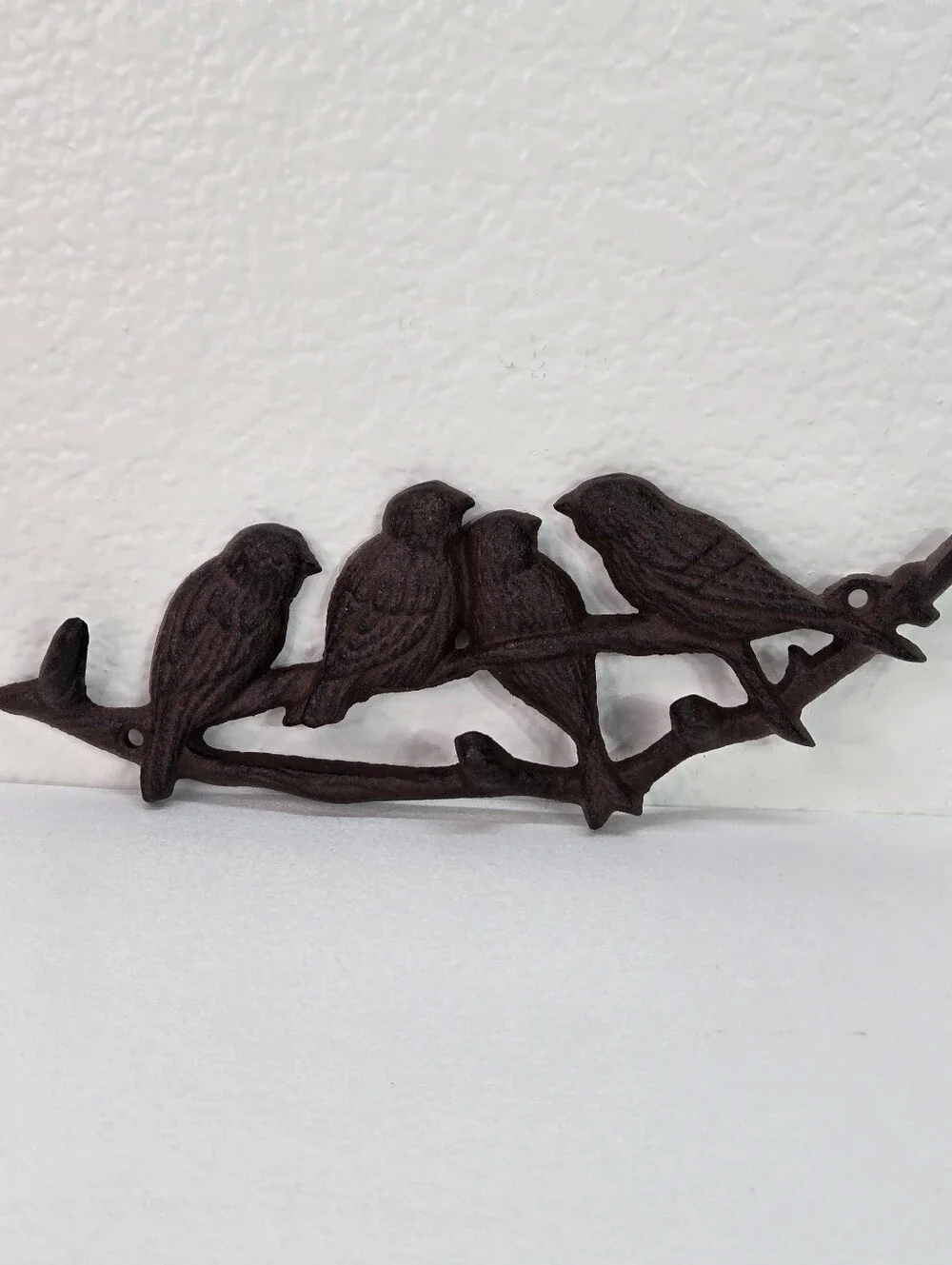 VTG Cast Iron 4 Birds Tree Branch Wall Hook‎ Key Coat Hanger Cottagecore Rustic